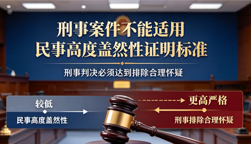不能用民事高度盖然性证明标准来判决刑事案件！